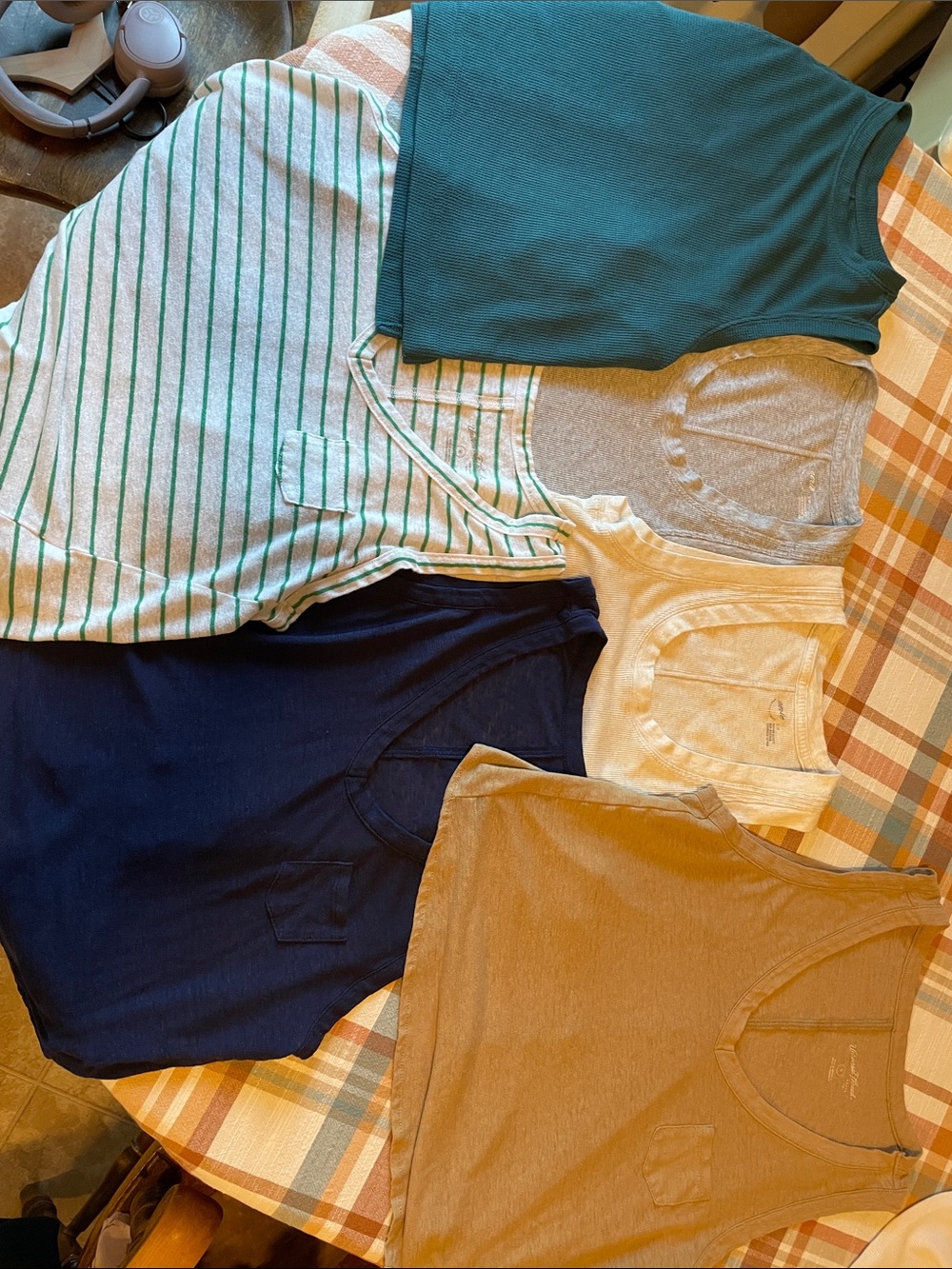 Miscellaneous Tank Tops (6) - Teal, Grey, Green Stripe, Navy, Cream, Brown